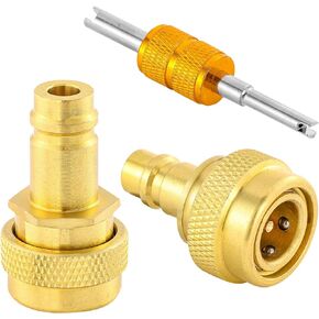R1234YF to R134A Adapter, A/C R134a to R1234yf Conversion Adapter Kit, R1234yf Quick Couplers Kit High/Low Side Quick Coupler R1234YF AC Charging Hose Adapter Fitting