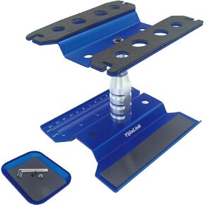 1 Set RC Car Work Stand Aluminum Alloy Repair Workstation Bracket with Screw Tray for 1/8 1/10 1/12 1/16 Traxxas Axial Arrma Redcat RC Crawler Monster Truck Buggy (Blue)