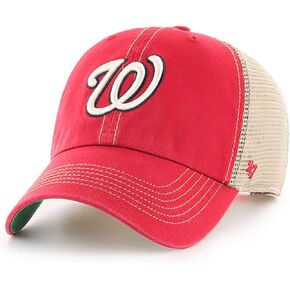 '47 Washington Nationals Hat Mens Womens Trawler Clean Up Adjustable Trucker Cap, Red