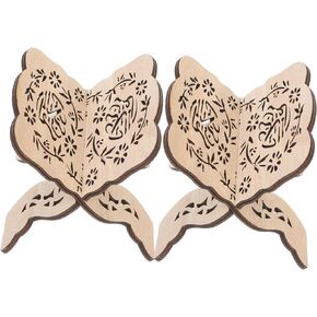 Holy Quran Stand Wooden Book Holder 2pcs Bible Bookshelf Wooden Office Foldable Mubarak Book Rack Holy Book Stand