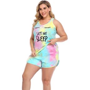 HDE Plus Size Pajamas for Women Two Piece PJ Shorts Summer Lounge Set