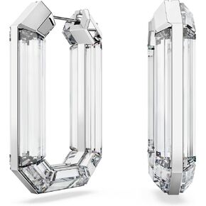 Swarovski Lucent hoop earrings, Statement, Octagon shape, White