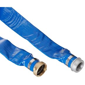 Apache 98138040 2" x 25' Blue PVC Lay-Flat Discharge Hose with Aluminum Pin Lug Fittings