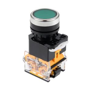 uxcell 22mm Latching Push Button Switch Green Round Button DPST 1 NO 1 NC