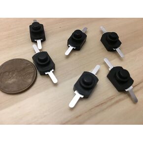 6 Pieces Black Latching self locking 1A push button on off micro mini 1208-YD B5