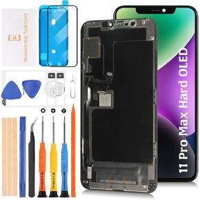 Hard OLED 11 Pro Max LCD Screen Replacement for iPhone 11 Pro Max 6.5 inch [Hard OLED,NOT LCD] LCD Display Touch Digitizer Screen Assembly A2218 A2161 A2220 with Repair Tools