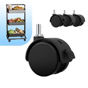 Replacement Wheels for Rolling Cart,Mute Rubber Rotating Rolling Wheels for Cart with Brake for Office Chair Game Chair,Rolling Cart Attachments 4PCS(Stem Diameter 1/4")
