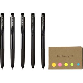 Signo RT1 Retractable Gel Ink Pen, Micro Point 0.38mm, Rubber Grip, Black Ink, 5-Pack, Sticky notes Value Set