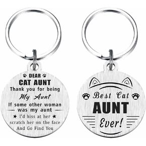 Cat Aunt Gifts for Women - Best Cat Aunt Ever Keychain - Cat Aunt Gift Ideas for Aunties on Mother's Day Christmas Birthday