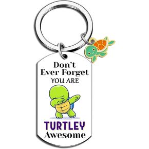 Cute Turtle Key Chain Gifts Funny Animal Keychain With Turtle for Friends Kids Woman Man Adults Turtle Lovers Birthday Originality Sea Turtles Charm Don’t Ever Forget You Are Turtle Awesome