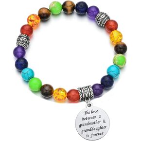 Grandma Birthday Gifts Chakra Healing Beads Bracelets from Granddaughter Grandmother Expandable Bangle for Women Christmas Jewelry in Saudi Arabia