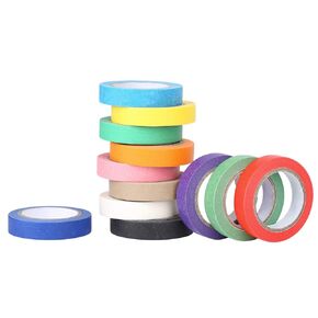 Colored Masking Tape - 12 Colors Masking Tape Painters Tape Art & Crafts DIY Supplies - Decorative Paper Tape for Kids Teachers School & Artists Labeling, Drafting, Scrapbooking (12mm x10m)