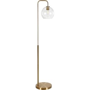 Henn&Hart Harrison Arc Floor Lamp with Glass Shade in Brass/Clear, 62" Tall