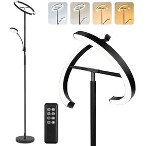 مصباح أرضي WENYU، مصباح LED حديث قائم مع ضوء للقراءة، مصباح عمود قابل للتدوير مع جهاز تحكم عن بعد وتحكم باللمس لغرفة المعيشة وغرفة النوم والمكتب in Kuwait