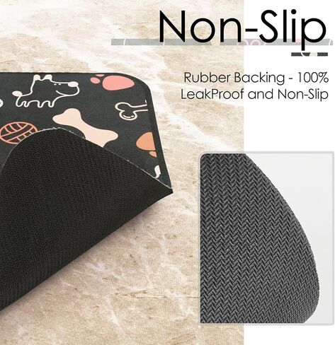 ThinkPet Dog Food Mat Cat Food Mat Pet Feeding Mat for Food and Water Bowl Puppy Placemat Nonslip Waterproof 15.7" × 11.8" - Grey in Saudi Arabia
