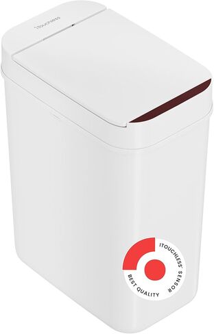 iTouchless 3 Gallon Bathroom Sensor Trash Can, 10 Liter Small Touchless Automatic Slim Garbage Bin with Lid, Smart Narrow Motion Control Commercial Waste Basket for Bedroom, Office, White in Saudi Arabia