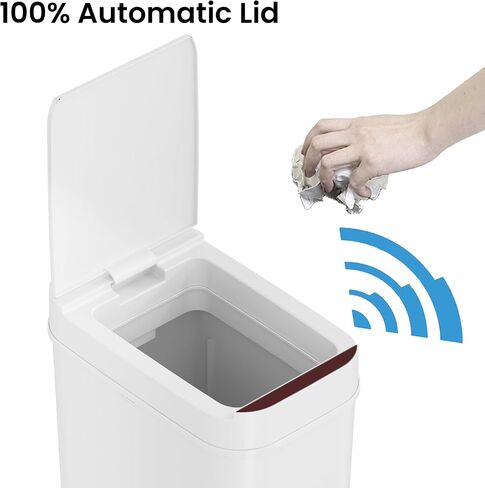 iTouchless 3 Gallon Bathroom Sensor Trash Can, 10 Liter Small Touchless Automatic Slim Garbage Bin with Lid, Smart Narrow Motion Control Commercial Waste Basket for Bedroom, Office, White in Saudi Arabia