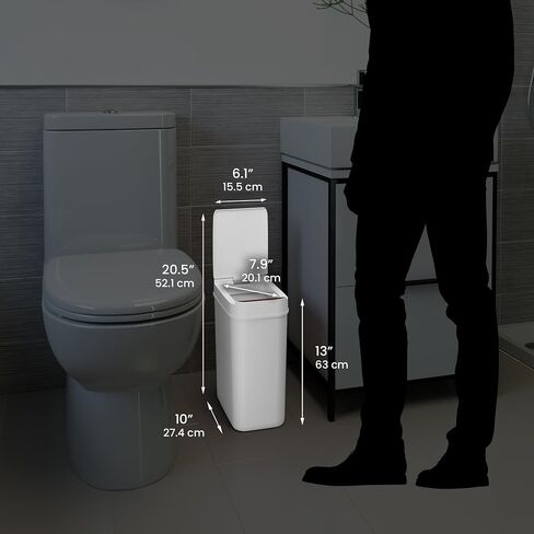 iTouchless 3 Gallon Bathroom Sensor Trash Can, 10 Liter Small Touchless Automatic Slim Garbage Bin with Lid, Smart Narrow Motion Control Commercial Waste Basket for Bedroom, Office, White in Saudi Arabia