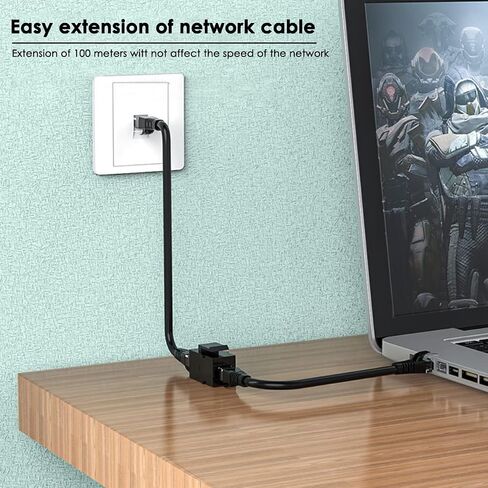 20 قطعة من وصلة كيستون Cat6 RJ45، وصلة توصيل مضمنة لجاك كيستون Cat6، وصلة توصيل من أنثى إلى أنثى UTP وموسع كابل إيثرنت (أسود) in Kuwait