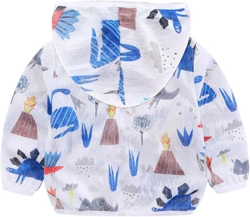 Mud Kingdom Boys Girls Lightweight Jacket with Hood Ultra-Thin Zipper Cartoon Print Summer Cute Cartoon in Saudi Arabia