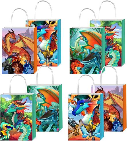 12 قطعة من أكياس هدايا الحفلات بأجنحة النار مع مقابض لتزيين لوازم حفلات أعياد الميلاد بطابع التنين in Kuwait