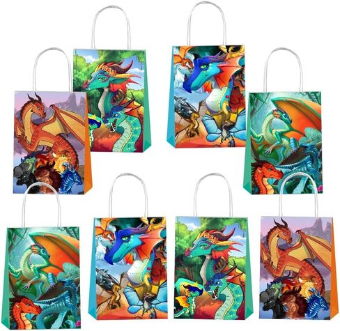 12 قطعة من أكياس هدايا الحفلات بأجنحة النار مع مقابض لتزيين لوازم حفلات أعياد الميلاد بطابع التنين in Kuwait