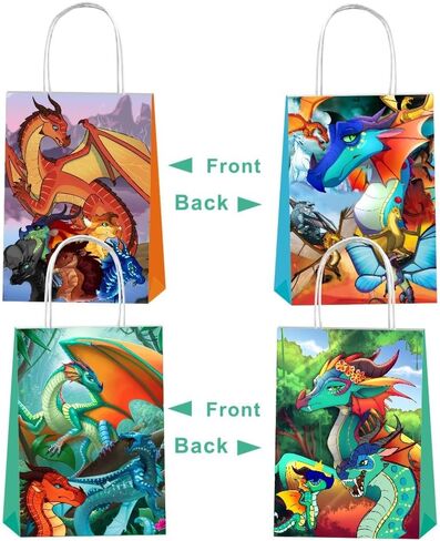 12 قطعة من أكياس هدايا الحفلات بأجنحة النار مع مقابض لتزيين لوازم حفلات أعياد الميلاد بطابع التنين in Kuwait