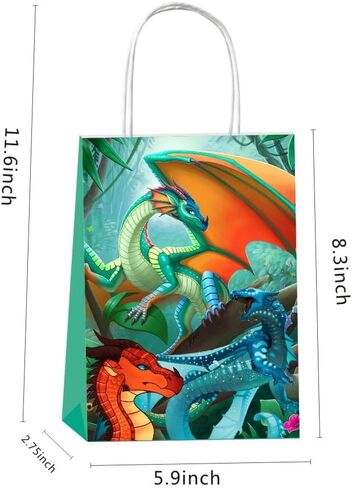 12 قطعة من أكياس هدايا الحفلات بأجنحة النار مع مقابض لتزيين لوازم حفلات أعياد الميلاد بطابع التنين in Kuwait