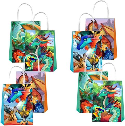 12 قطعة من أكياس هدايا الحفلات بأجنحة النار مع مقابض لتزيين لوازم حفلات أعياد الميلاد بطابع التنين in Kuwait