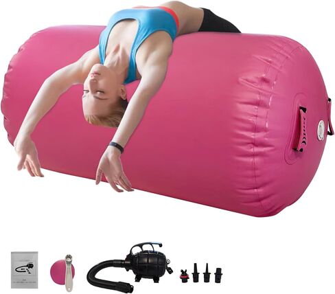 Air Roller Gymnastics Air Barrel Inflatable Tumbling Mat, Gymnastic Equipment Tumbler Backbend Trainer with Electric Pump for Home Use, Gym Training, Yoga Balance Exercise, Cheerleading in Saudi Arabia