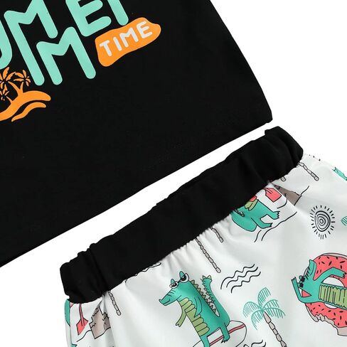 Zero2Seven الرضع طفل رضيع الفتيان الاطفال وتتسابق لطيف خطابات طباعة تانك القمم تي شيرت + سراويل قصيرة مجموعة ملابس الصيف in Kuwait