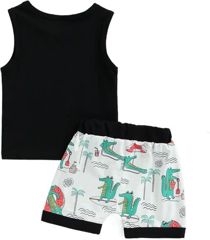 Zero2Seven الرضع طفل رضيع الفتيان الاطفال وتتسابق لطيف خطابات طباعة تانك القمم تي شيرت + سراويل قصيرة مجموعة ملابس الصيف in Kuwait