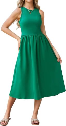 GRACE KARIN Womens Summer Dress Sleeveless Tank Dress Boho Casual Beach Vacation A Line Midi Dress with Pockets in Saudi Arabia