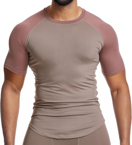 Mens Workout Gym Muscle Short Sleeve Sweat Shirts Quick Dry Stretchy Fitness T-Shirts for Men T76 in Saudi Arabia