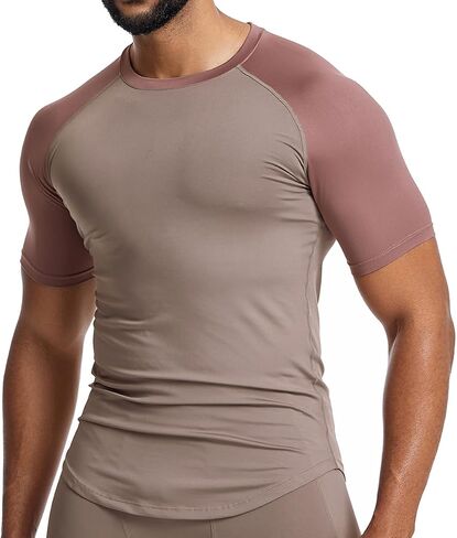 Mens Workout Gym Muscle Short Sleeve Sweat Shirts Quick Dry Stretchy Fitness T-Shirts for Men T76 in Saudi Arabia
