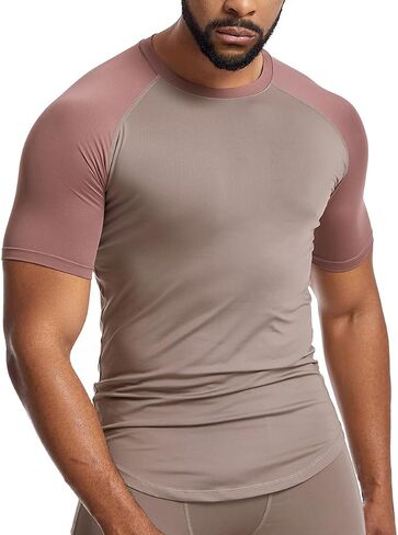 Mens Workout Gym Muscle Short Sleeve Sweat Shirts Quick Dry Stretchy Fitness T-Shirts for Men T76 in Saudi Arabia