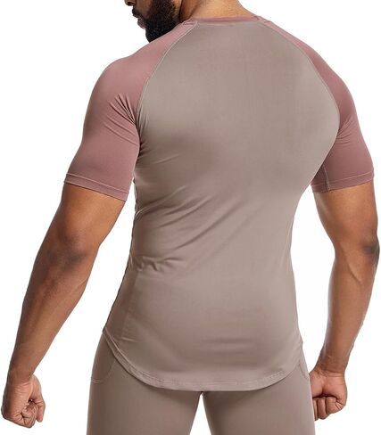 Mens Workout Gym Muscle Short Sleeve Sweat Shirts Quick Dry Stretchy Fitness T-Shirts for Men T76 in Saudi Arabia
