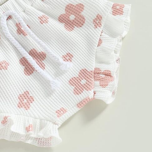 3Pcs Newborn Baby Girl Clothes Cute Infant Summer Floral Outfit Sleeveless Strap Romper & Ruffled Shorts Set in Kuwait