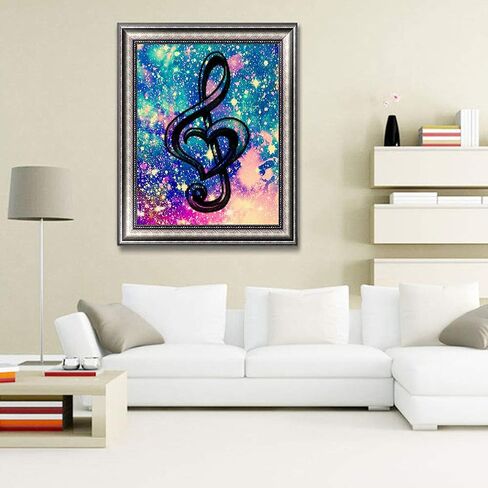 KTCLCATF DIY 5D الماس اللوحة بواسطة مجموعات الأرقام، كريستال حجر الراين الماس التطريز لوحات صور الفنون الحرفية لديكور جدار المنزل، الحفر الكامل، تدوين الموسيقى السماء المرصعة بالنجوم الملونة in Kuwait