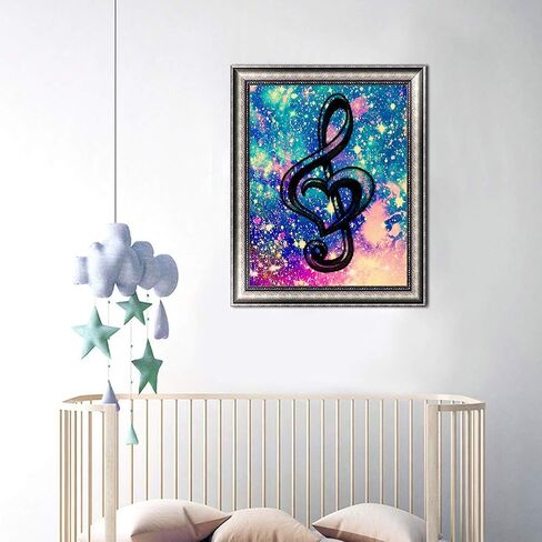 KTCLCATF DIY 5D الماس اللوحة بواسطة مجموعات الأرقام، كريستال حجر الراين الماس التطريز لوحات صور الفنون الحرفية لديكور جدار المنزل، الحفر الكامل، تدوين الموسيقى السماء المرصعة بالنجوم الملونة in Kuwait