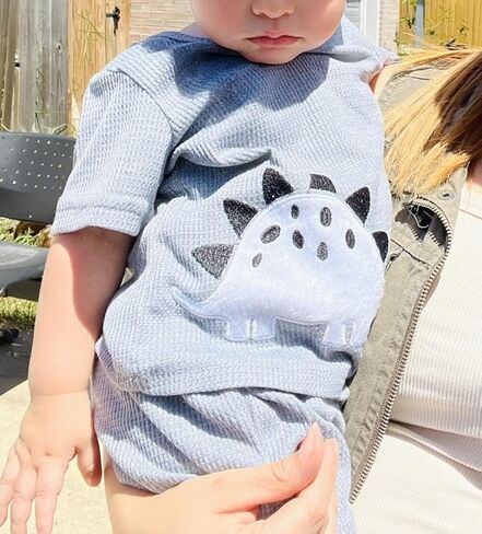 Elspilit Toddler Infant Baby Boy Dinosaur Clothes Set Short Sleeve T-Shirt Tops Shorts Summer Outfits in Kuwait