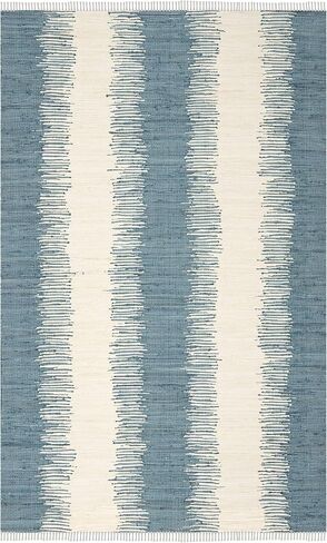 سجادة منطقة SAFAVIEH Montauk Collection - 12.7 سم × 17.78 سم، أزرق، قطن مخطط يدويًا، مثالية للمناطق ذات حركة المرور العالية في غرفة المعيشة وغرفة النوم (MTK751A) in Saudi Arabia