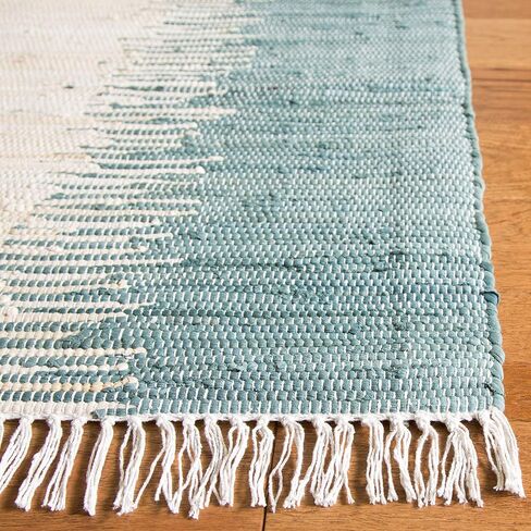 سجادة منطقة SAFAVIEH Montauk Collection - 12.7 سم × 17.78 سم، أزرق، قطن مخطط يدويًا، مثالية للمناطق ذات حركة المرور العالية في غرفة المعيشة وغرفة النوم (MTK751A) in Saudi Arabia