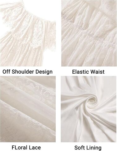 Holipick Women's Off Shoulder Lace Maxi Dress Boho Wedding Guest Bridesmaid Beach Formal Long Dress in Saudi Arabia