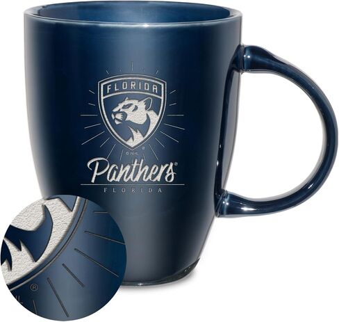 Rico Industries NHL Hockey Florida Panthers Sunburst 18oz Laser Engraved Ceramic Lustre Mug in Saudi Arabia