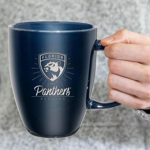 Rico Industries NHL Hockey Florida Panthers Sunburst 18oz Laser Engraved Ceramic Lustre Mug in Saudi Arabia