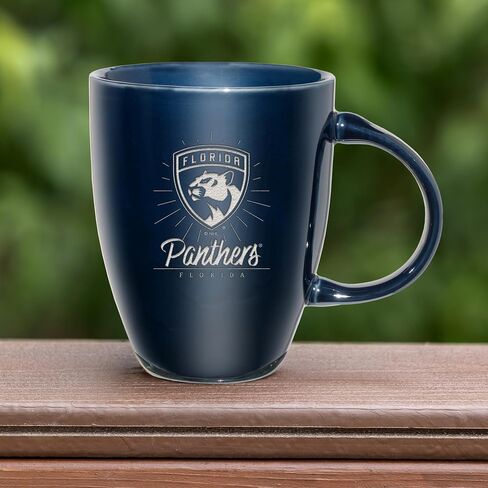 Rico Industries NHL Hockey Florida Panthers Sunburst 18oz Laser Engraved Ceramic Lustre Mug in Saudi Arabia