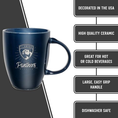 Rico Industries NHL Hockey Florida Panthers Sunburst 18oz Laser Engraved Ceramic Lustre Mug in Saudi Arabia