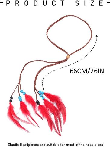 عصابة رأس GORTIN Boho من الريش الأحمر الهندي من الريش عصابات رأس غجرية عصابة رأس هيبي عصابة رأس للمهرجانات وحفلات تنكرية وحفلات تنكرية كرنفال للشعر للنساء والفتيات in Saudi Arabia