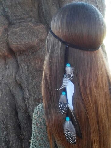 GORTIN بوهو ريشة عصابات الغجر الهبي عقال ريشة هندية خوذة مهرجان حزب أغطية الرأس الشعر التبعي للنساء والفتيات in Kuwait